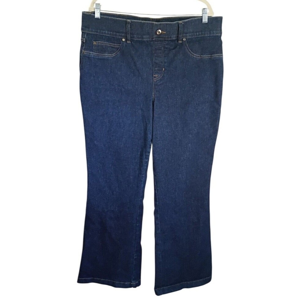 New Spanx Jeans Pull On Denim Flare High Rise Shaping Slimming Dark Wash 2X